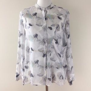 Theory 100% Silk Brindan Floral Buttondown Shirt